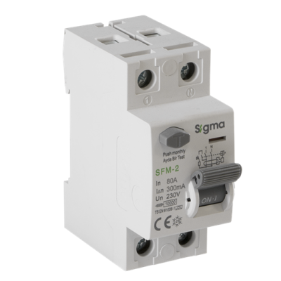 2x80A 300mA Kaçak Akım Koruma Şalteri (A Tipi) ; 10kA - 1