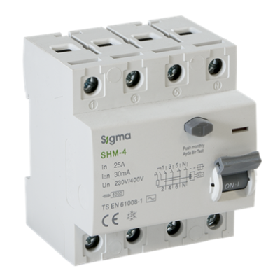 4x25A 30mA Kaçak Akım Koruma Şalteri (AC Tipi) ; 6kA - 1