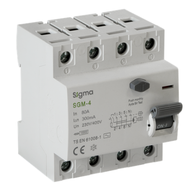 4x80A 300mA Kaçak Akım Koruma Şalteri (AC Tipi) ; 10kA - 1